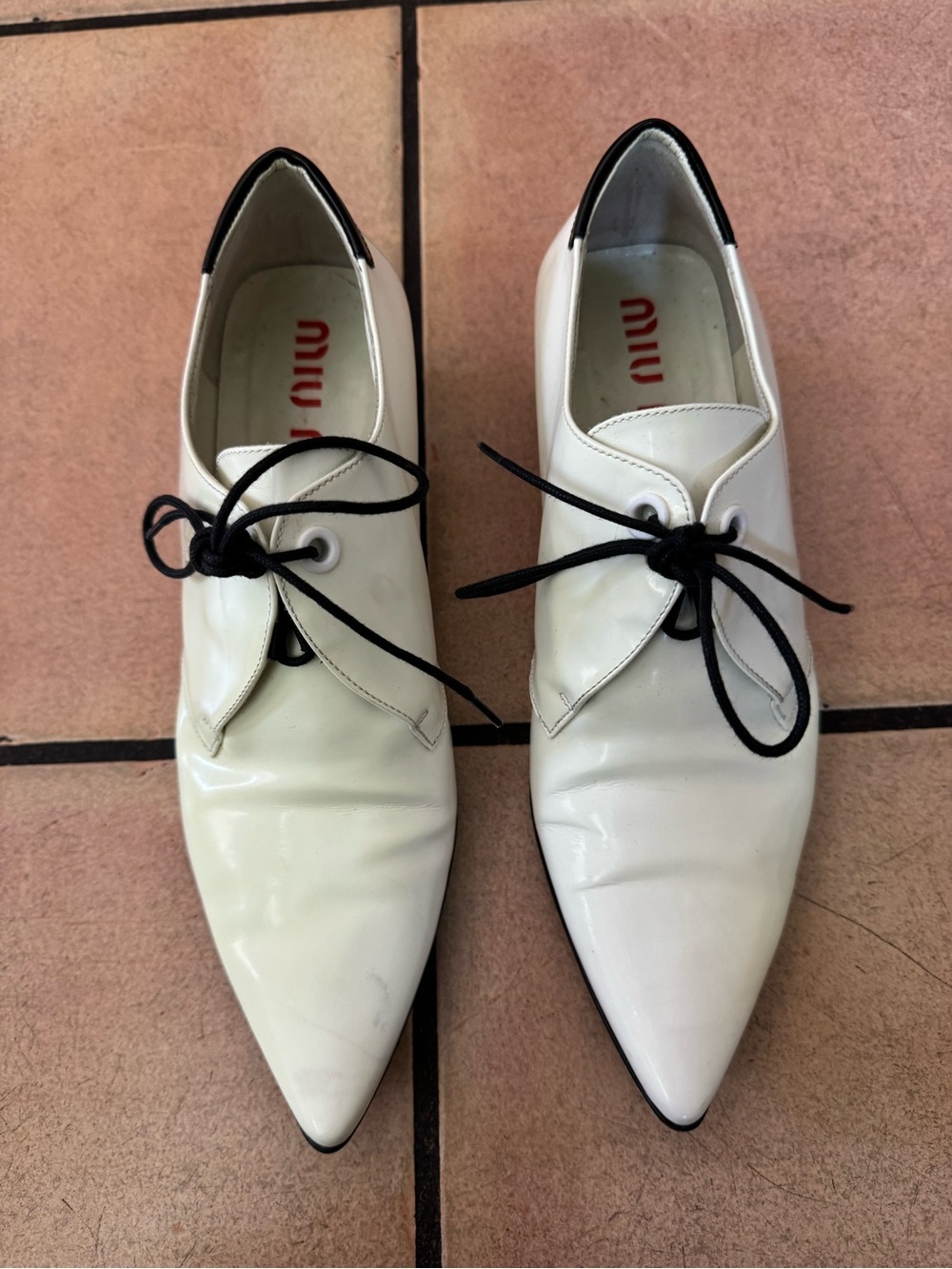 Miu Miu Black and White Kitten Heel Shoes